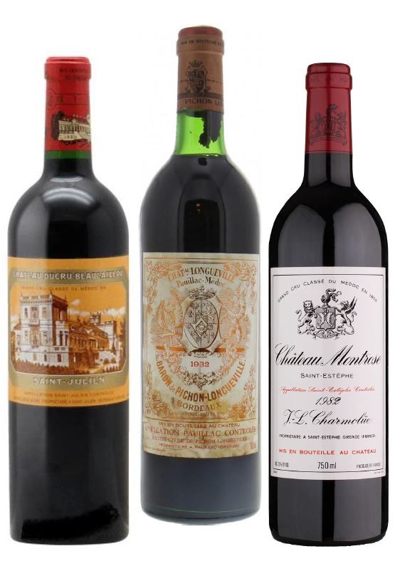 Wooden Case 1982 - Chateau Ducru Beaucaillou, Chateau Montrose, Chateau Pichon Baron