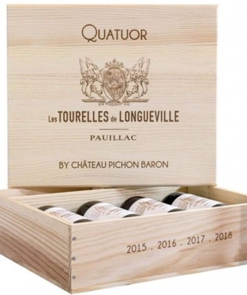 Quatuor Tourelles de Longueville 2015, 2016, 2017, 2018 Pauillac - dřevěný box