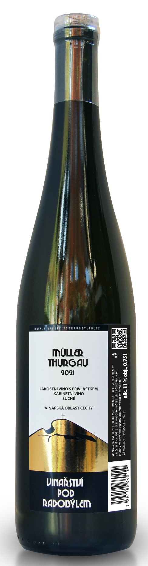 Muller Thurgau 2021, kabinetní víno, suché, Vinařství Pod Radobýlem