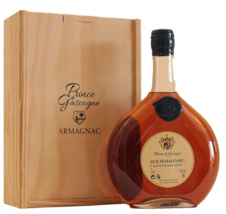 Armagnac Prince de Gascogne XO, 0,7l, 40%, basquaise bottle, wood box