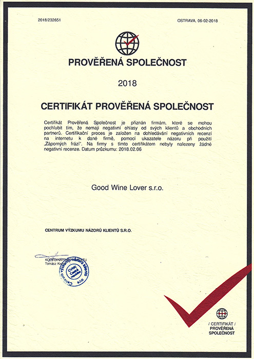 Certifikát 2018